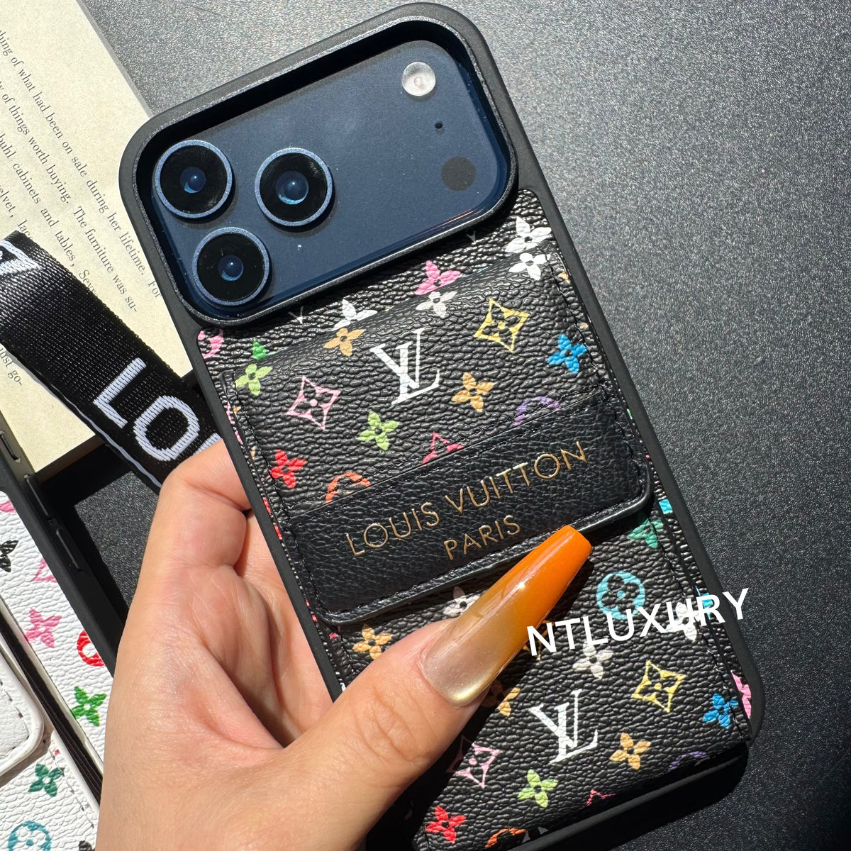 Nouvelle coque de téléphone fantaisie traditionnelle avec porte-monnaie et rayures (Petit amour)