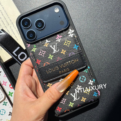 Nouvelle coque de téléphone fantaisie traditionnelle avec porte-monnaie et rayures (Petit amour)