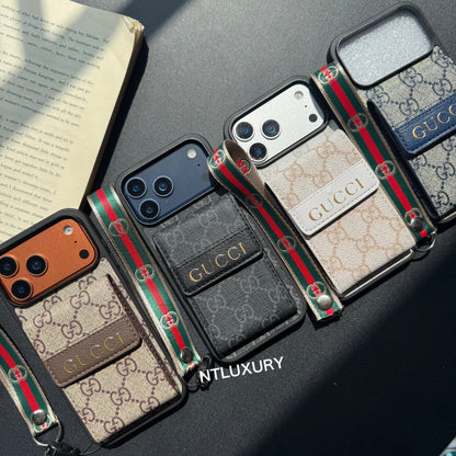 Neue edle traditionelle Handyhülle mit Geldbörse & Streifen (gut)