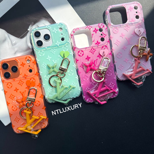 Orange Color Love Phone Case With Pendant