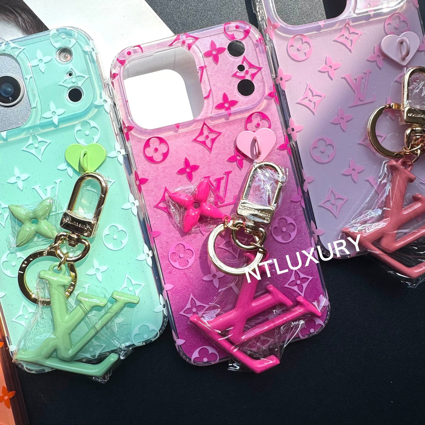 Orange Color Love Phone Case With Pendant
