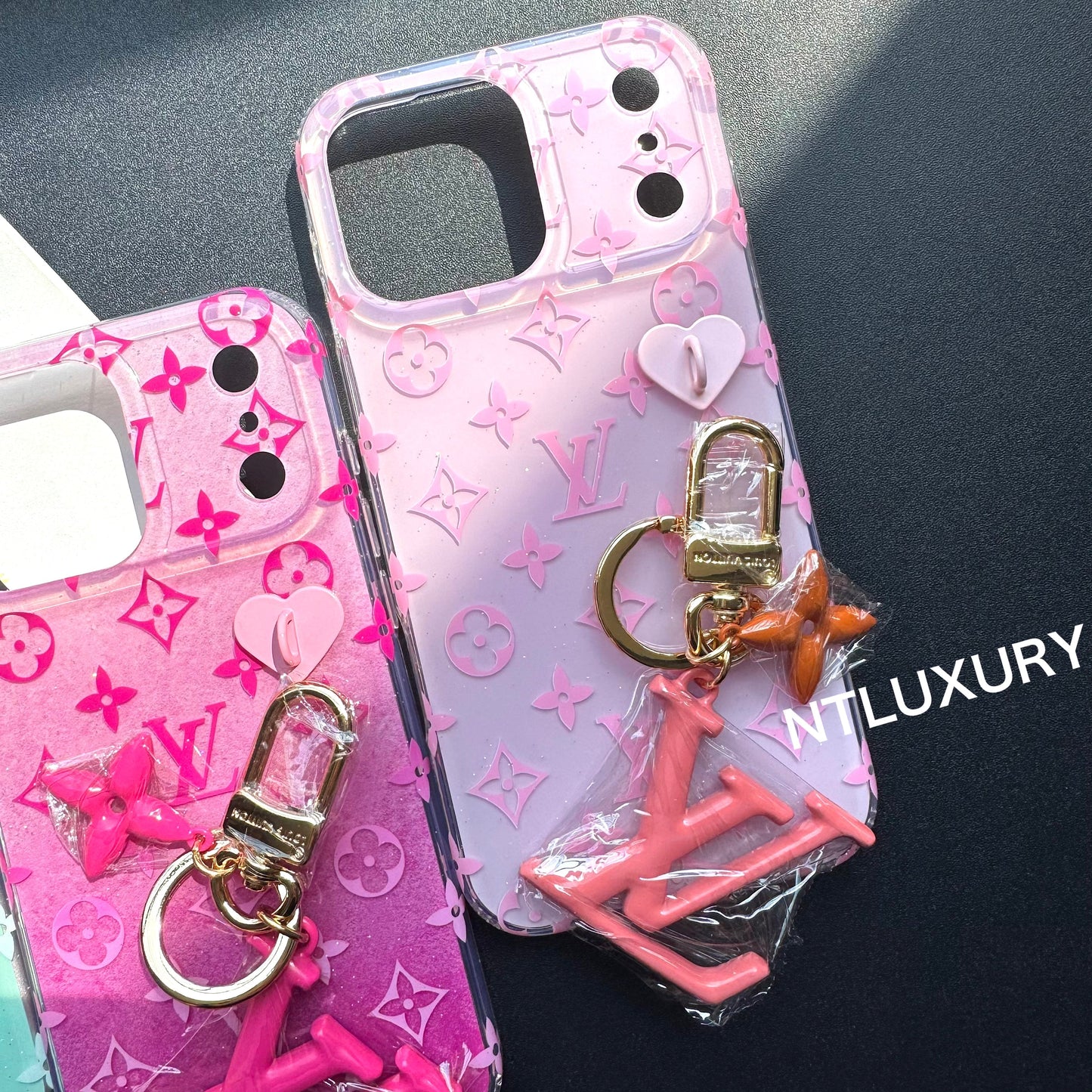 Orange Color Love Phone Case With Pendant
