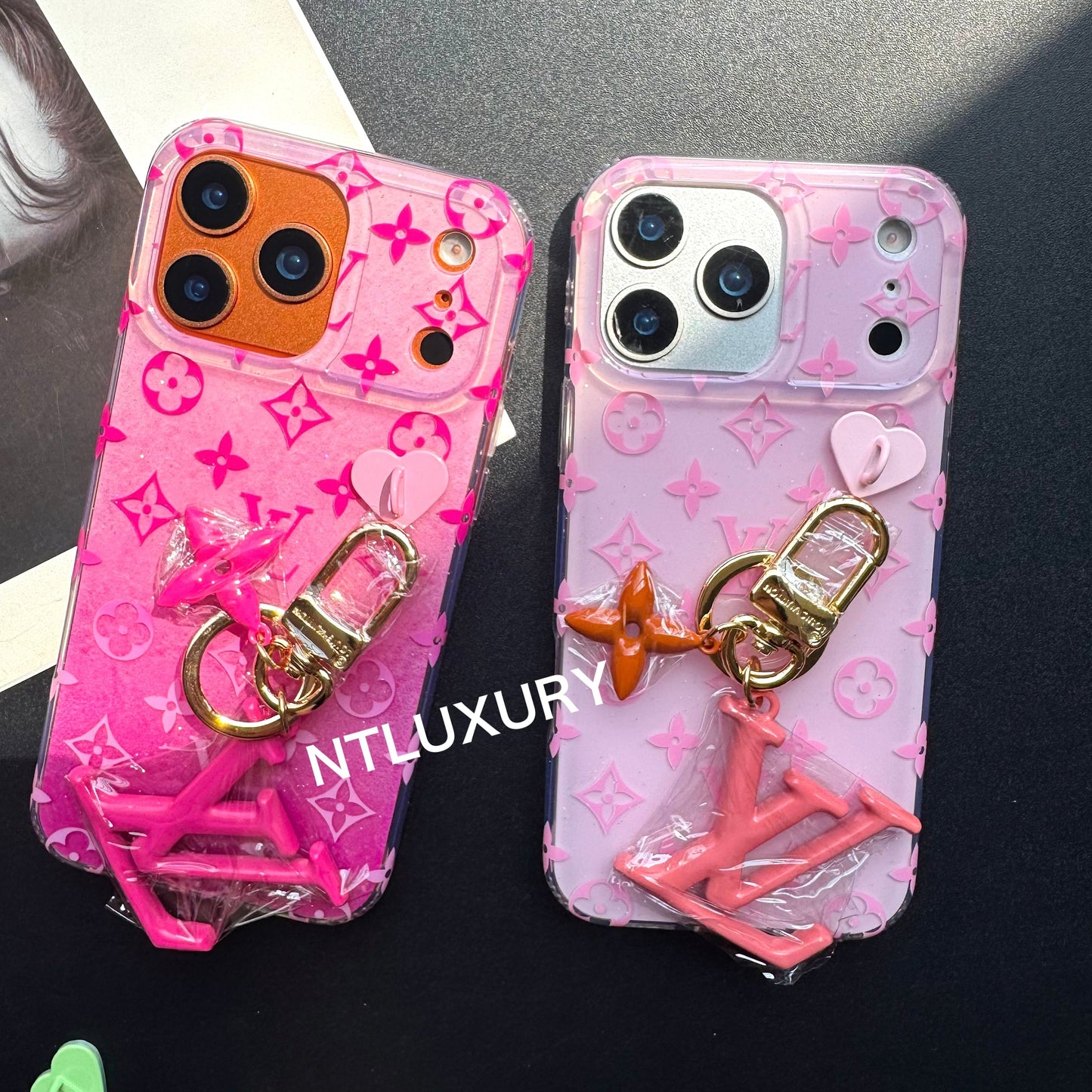 Orange Color Love Phone Case With Pendant
