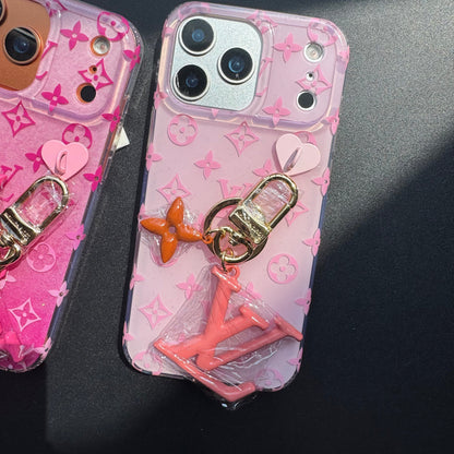Orange Color Love Phone Case With Pendant