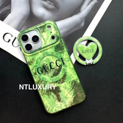 Coque de téléphone verte avec nouveau support Magsafe