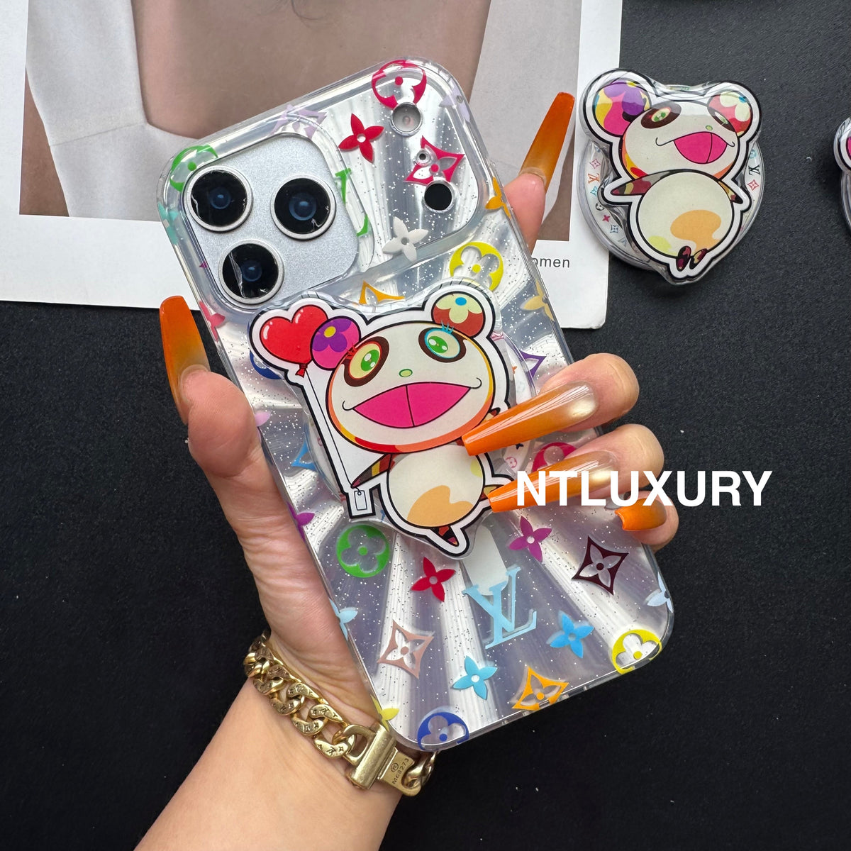 Laser Shining Love Phone Case with Magsafe Holder (Cute Bear£©