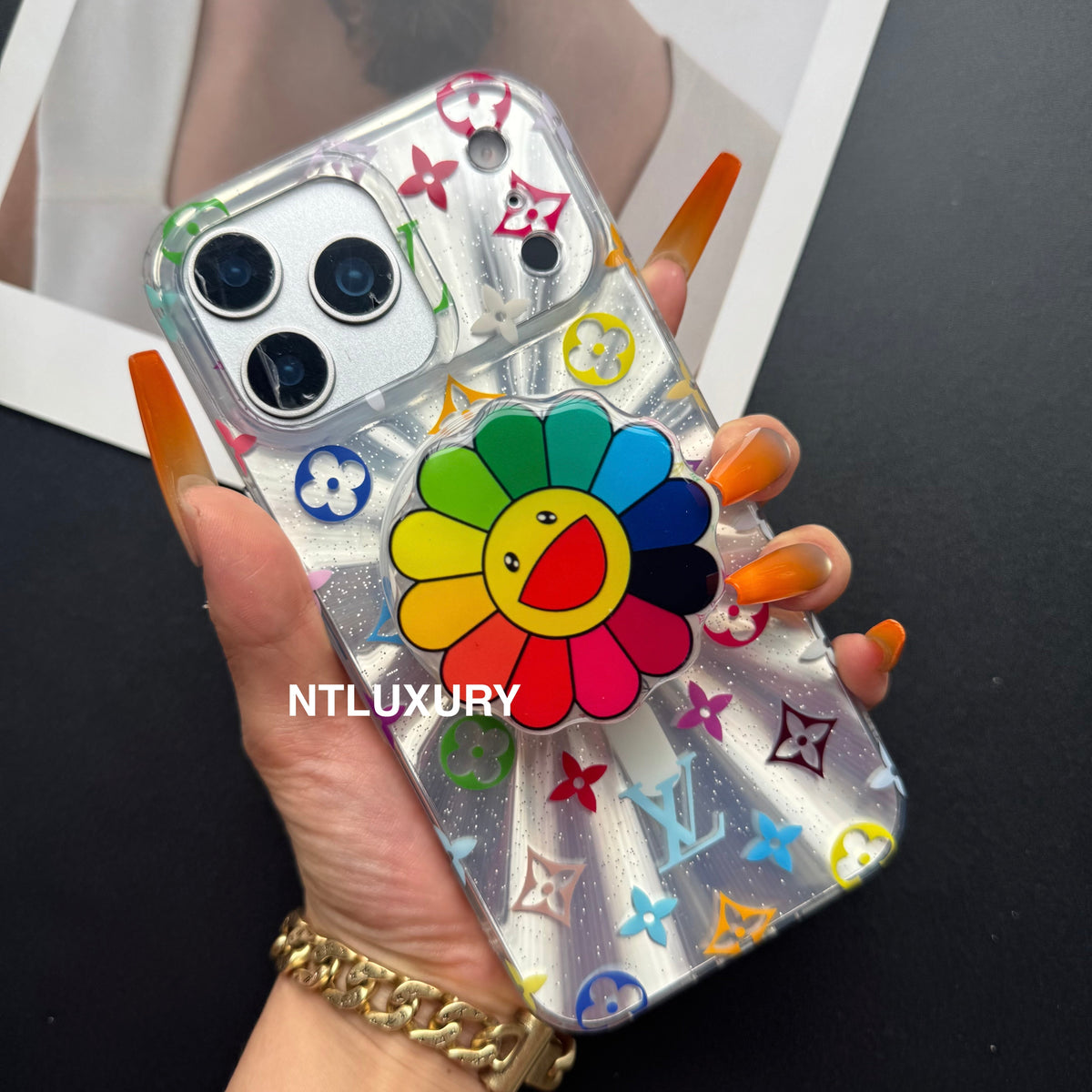 Laser Shining Love Phone Case with Coloful Magsafe Holder