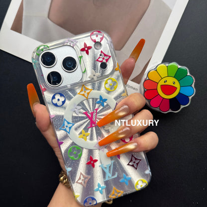 Laser Shining Love Phone Case with Coloful Magsafe Holder