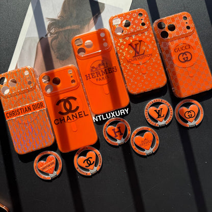 Coque de téléphone MagSafe avec support, orange éclatant