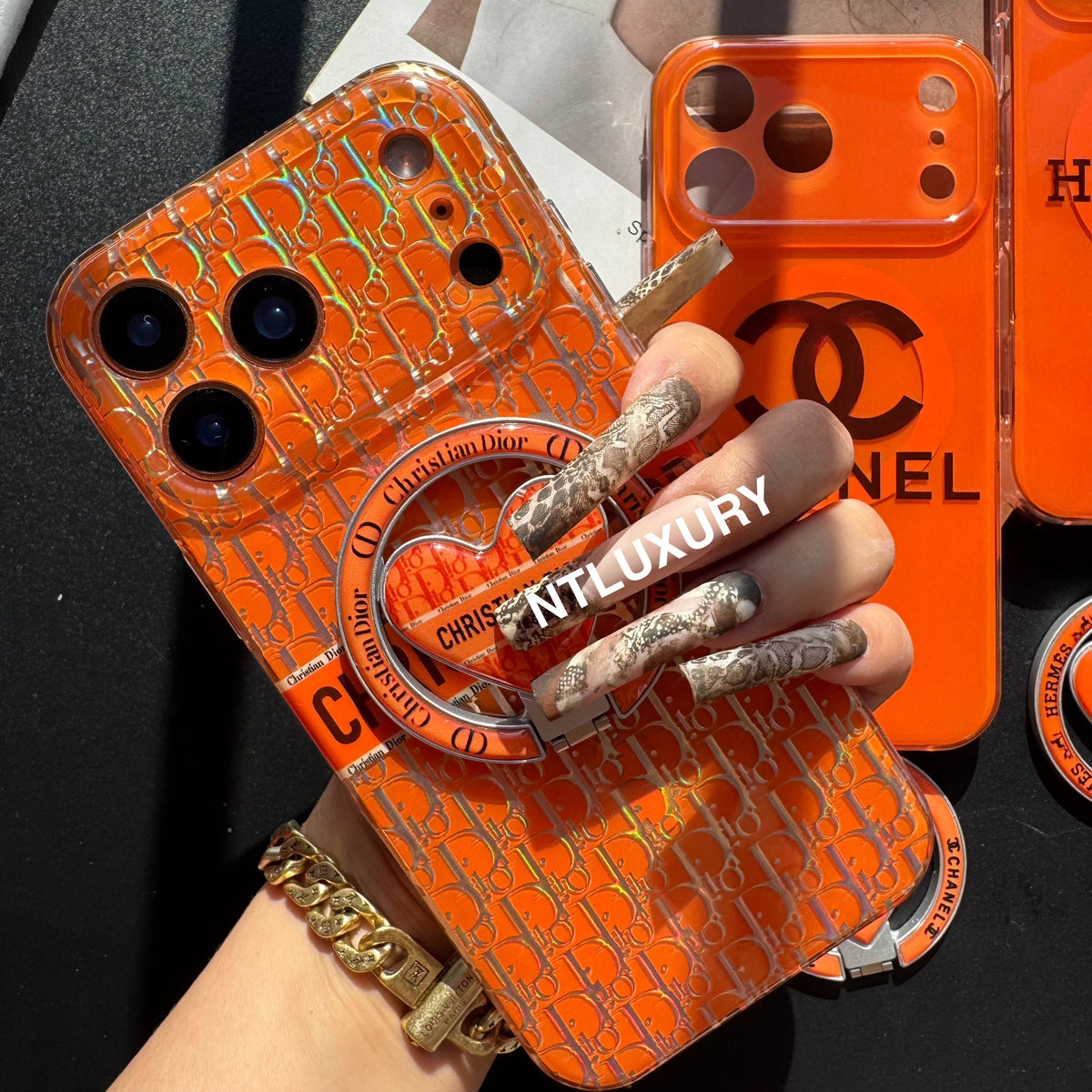 Coque de téléphone MagSafe avec support, orange éclatant