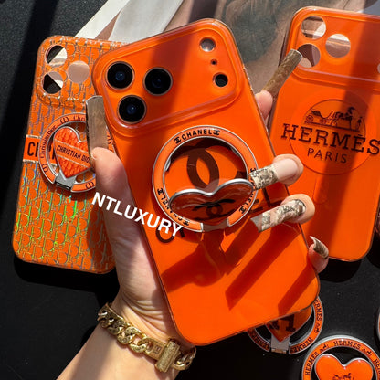 Coque de téléphone MagSafe avec support, orange éclatant