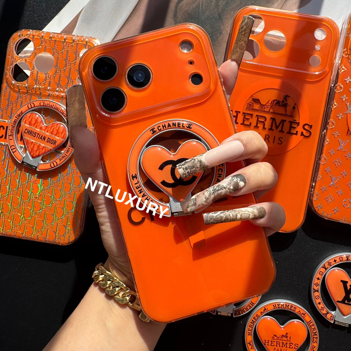Coque de téléphone MagSafe avec support, orange éclatant