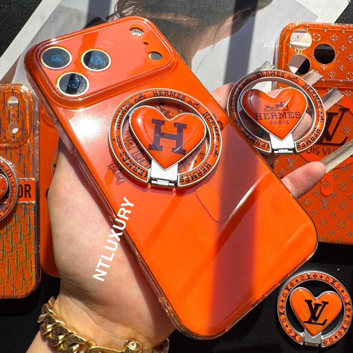 Coque de téléphone MagSafe avec support, orange éclatant