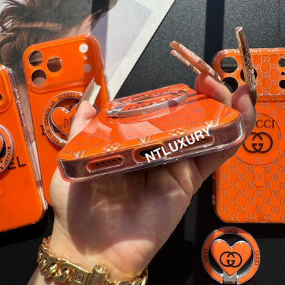 Coque de téléphone MagSafe avec support, orange éclatant