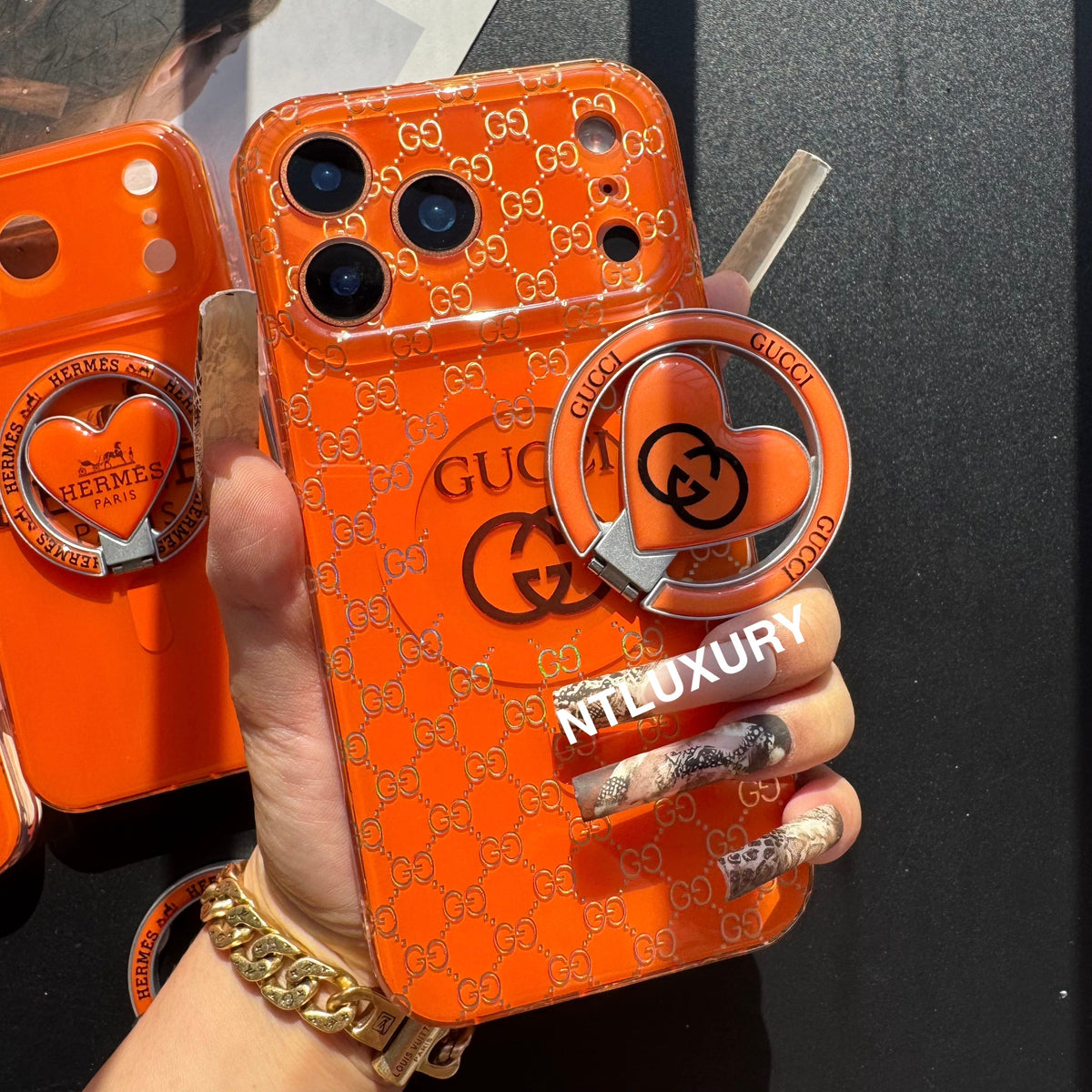 Coque de téléphone MagSafe avec support, orange éclatant