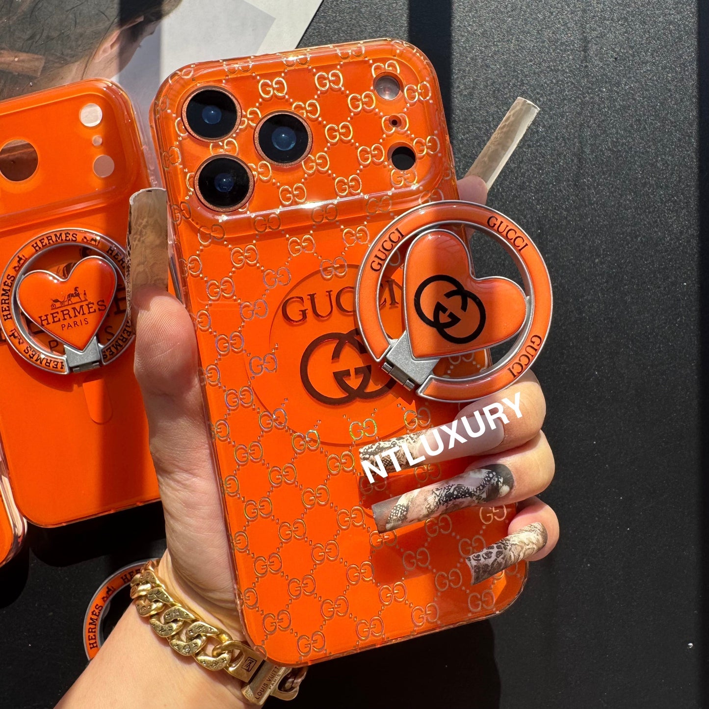 Orange Golden Shine MagSafe Phone Case with Holder