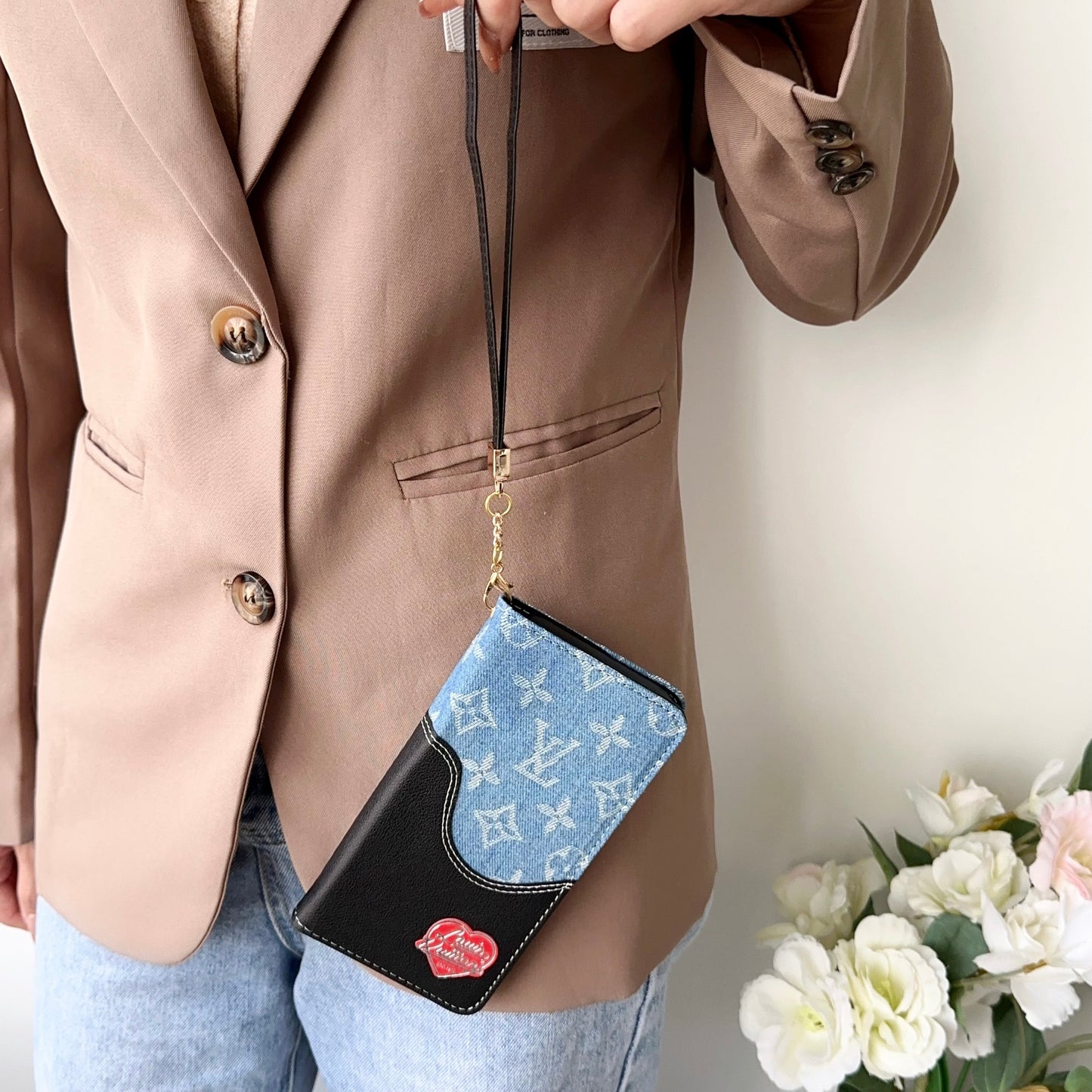 Denim Love Heart Purse Design Phone Case