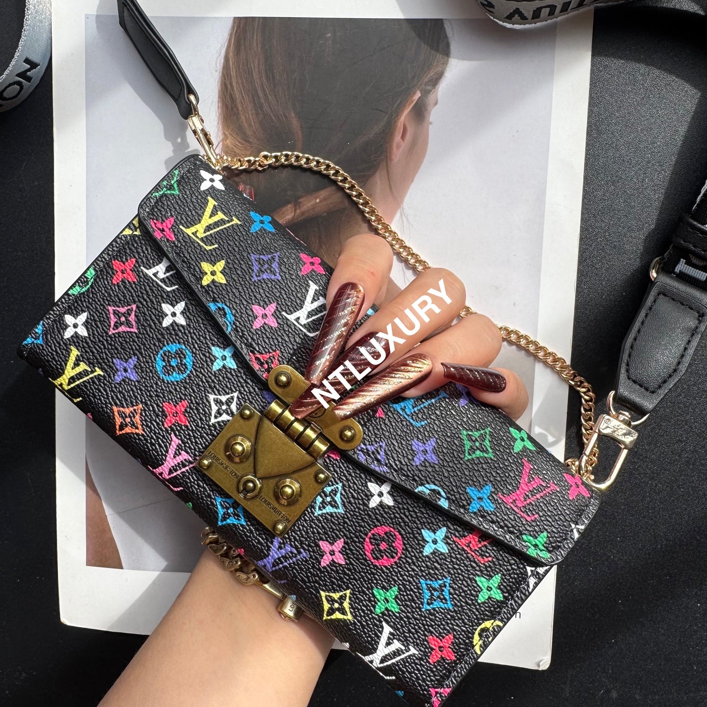 Love Floral Gift Purse Phone Case With Chain