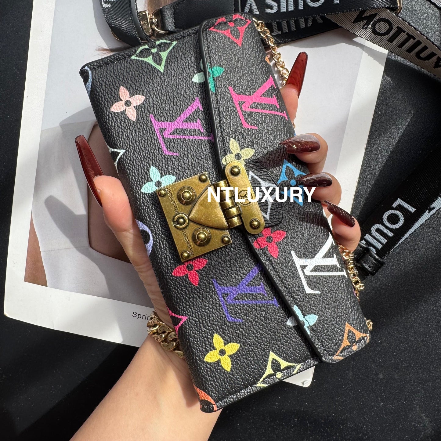 Love Floral Gift Purse Samsung Case With Chain