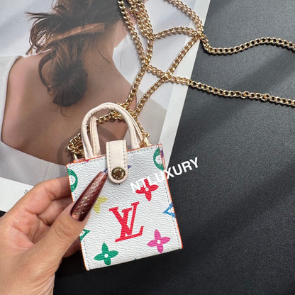 Geblümte, niedliche Mini-Liebestasche mit Kette für alle süßen Dinge (Weiß Groß Liebe)