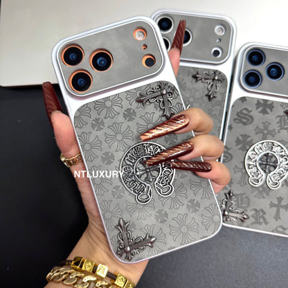 Coque de téléphone gris chromé Jus d'orange