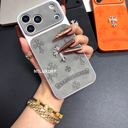 Coque de téléphone à paillettes chrome jus d'orange