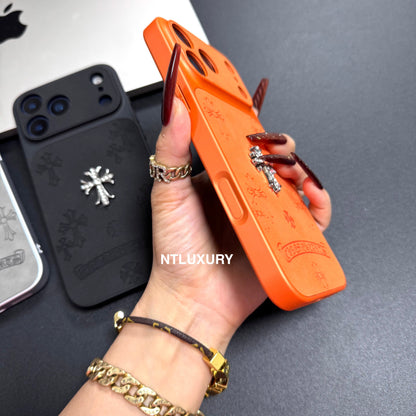Coque de téléphone à paillettes chrome jus d'orange