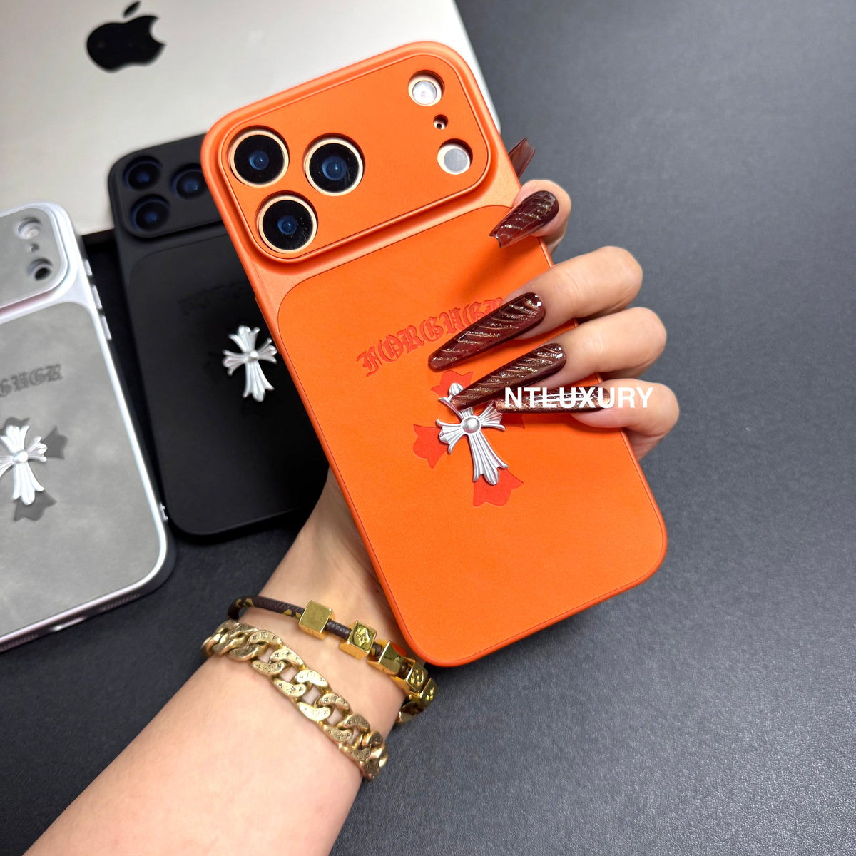 Étui de téléphone en métal chromé Orange Juice