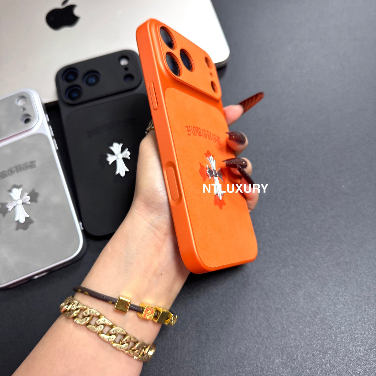 Étui de téléphone en métal chromé Orange Juice