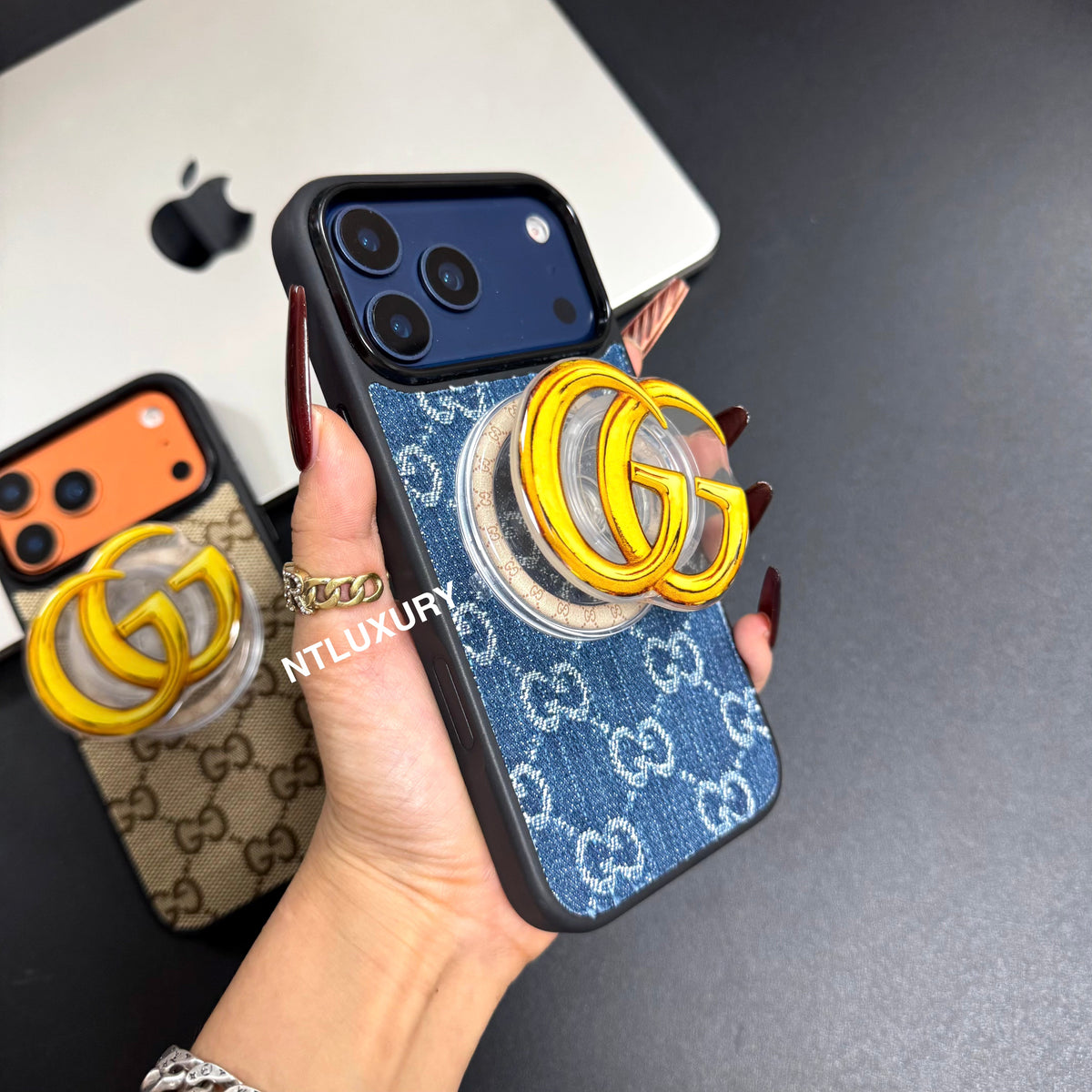 Coque de téléphone en jean avec support MagSafe
