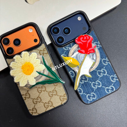 Coque de téléphone Denim Good MagSafe avec support MagSafe floral