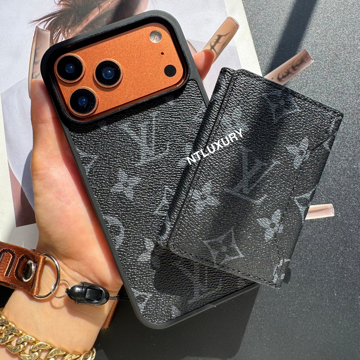 Magsafe Hülle mit Magsafe Wallet 3er Set (Schwarz & Rosa)