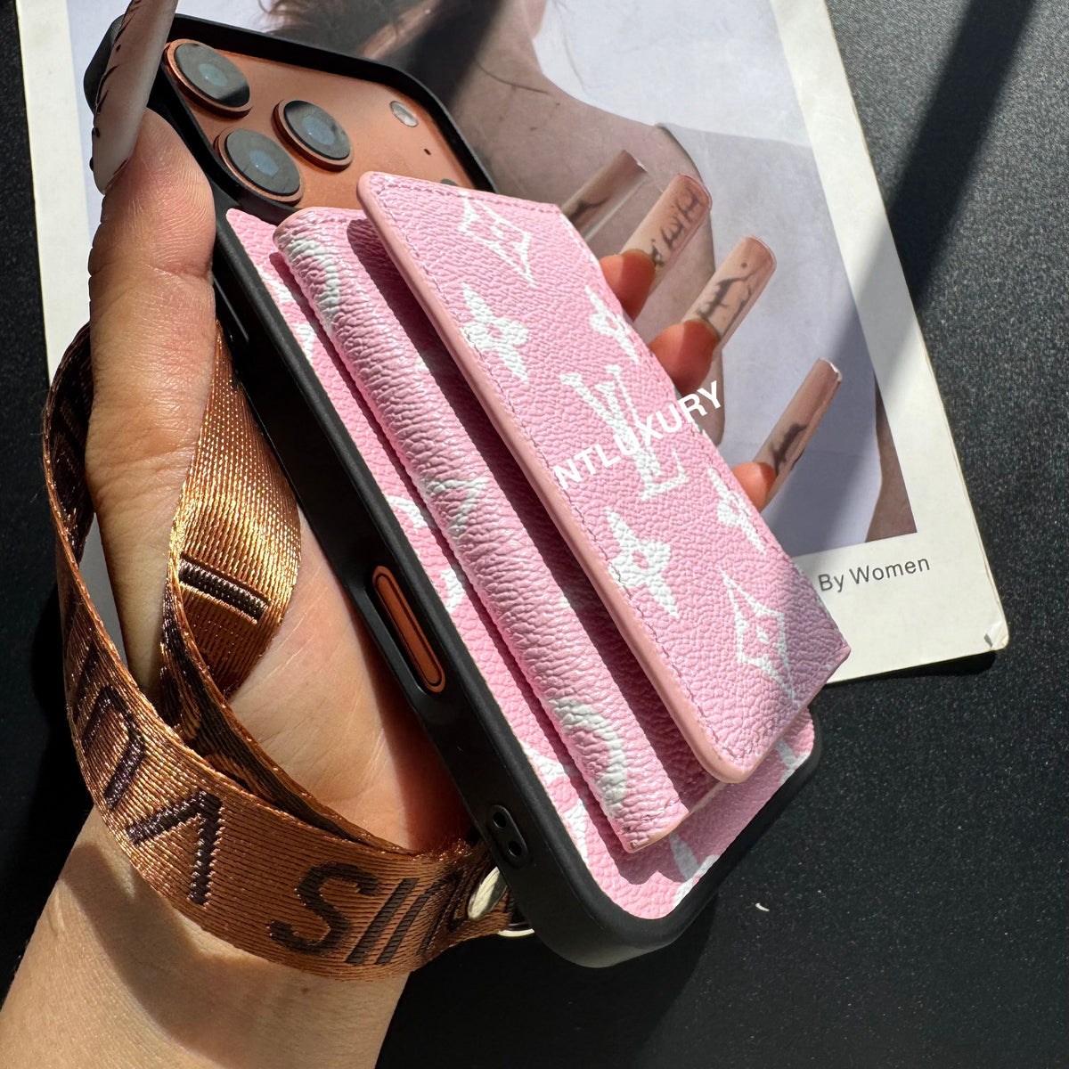 Magsafe Hülle mit Magsafe Wallet 3er Set (Schwarz & Rosa)