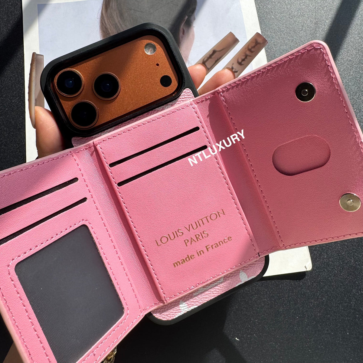 Magsafe Hülle mit Magsafe Wallet 3er Set (Schwarz & Rosa)