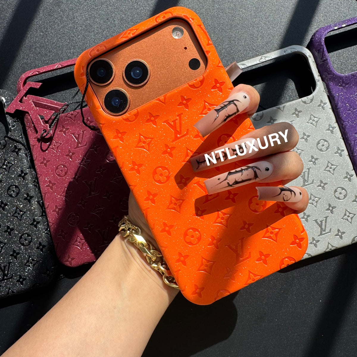 Étui de téléphone Fille Petit Amour en Cuir Pailleté