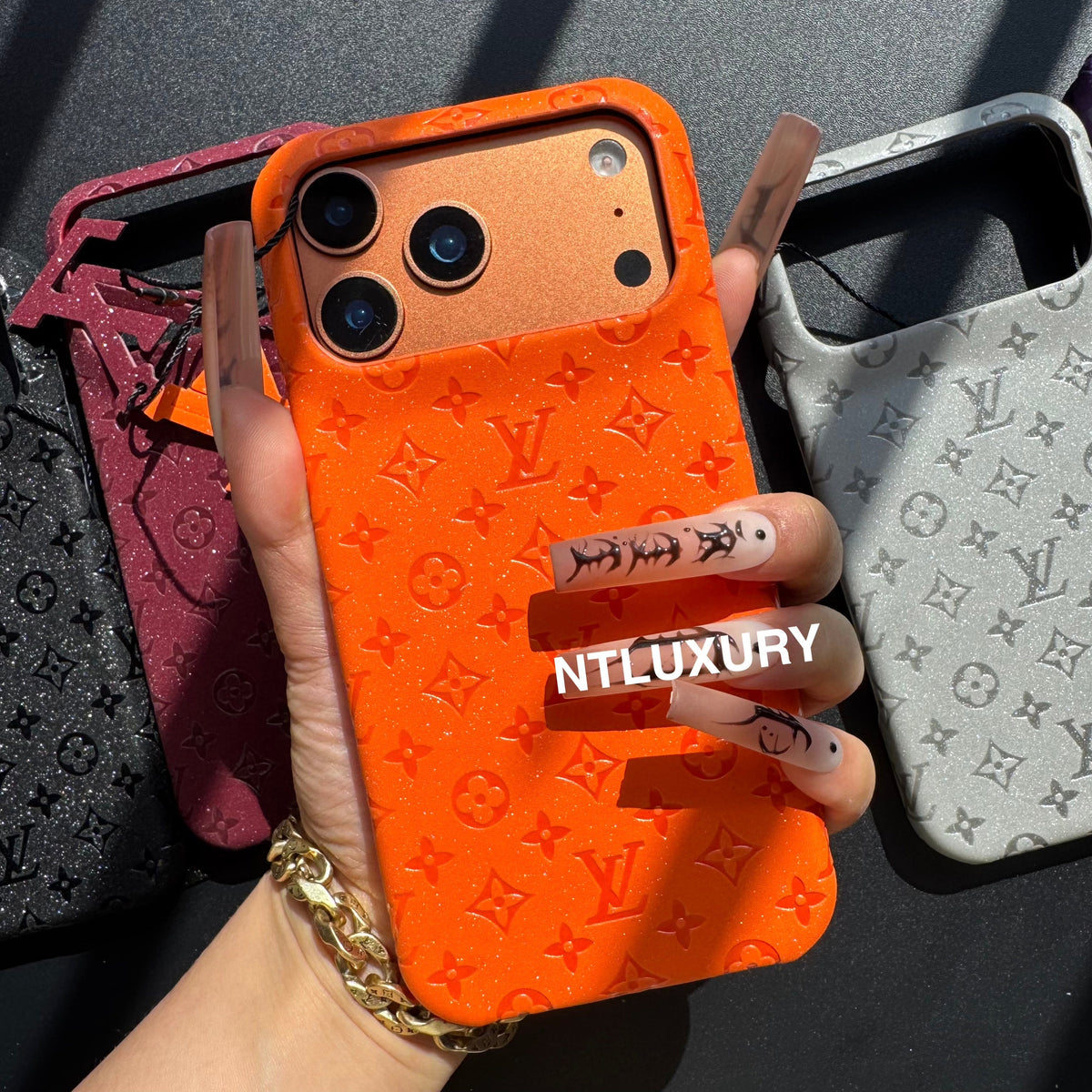 Étui de téléphone Fille Petit Amour en Cuir Pailleté