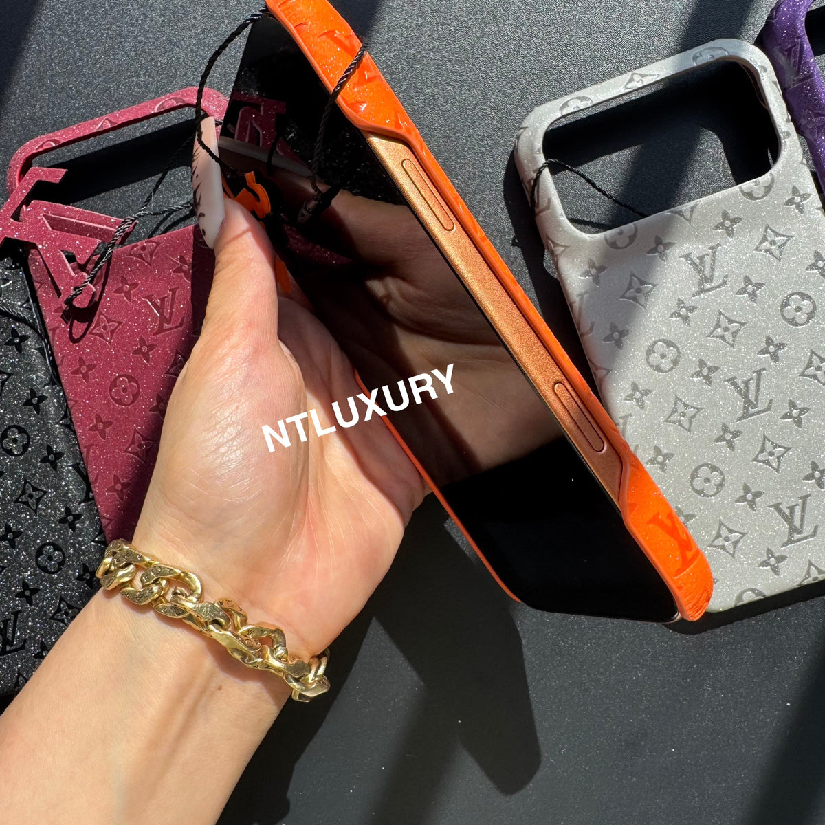 Étui de téléphone Fille Petit Amour en Cuir Pailleté