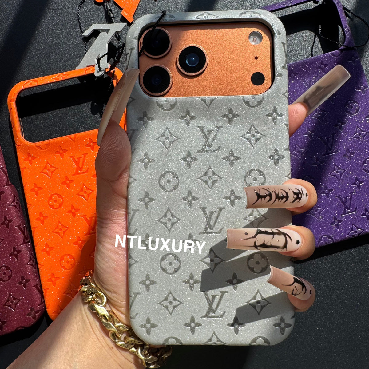 Étui de téléphone Fille Petit Amour en Cuir Pailleté