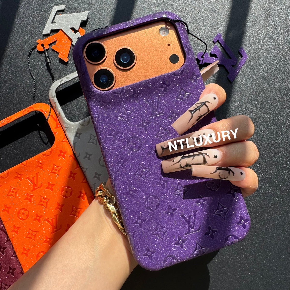 Étui de téléphone Fille Petit Amour en Cuir Pailleté