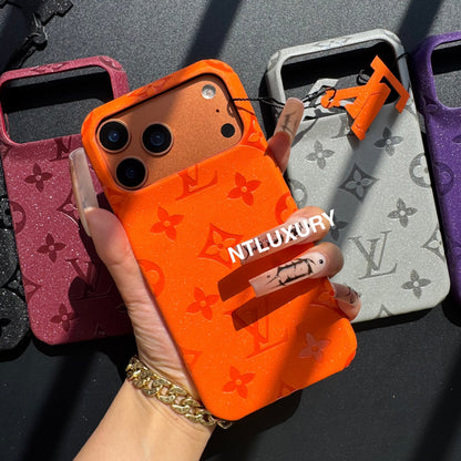 Coque de téléphone Fille Amour en Cuir Pailleté