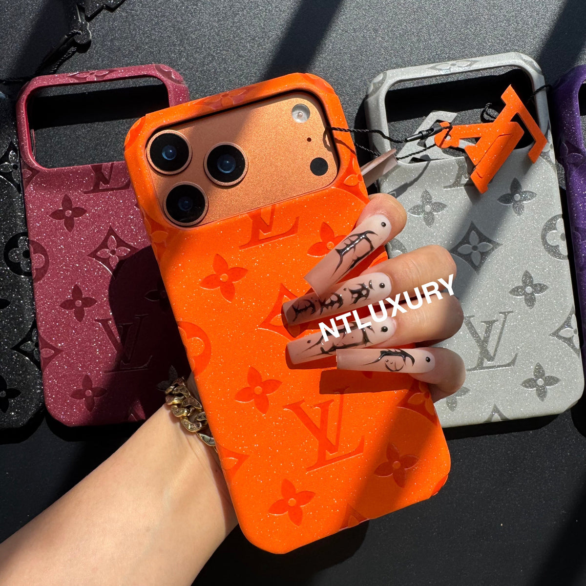 Coque de téléphone Fille Amour en Cuir Pailleté