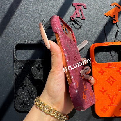 Coque de téléphone Fille Amour en Cuir Pailleté
