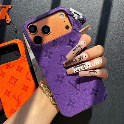 Coque de téléphone Fille Amour en Cuir Pailleté