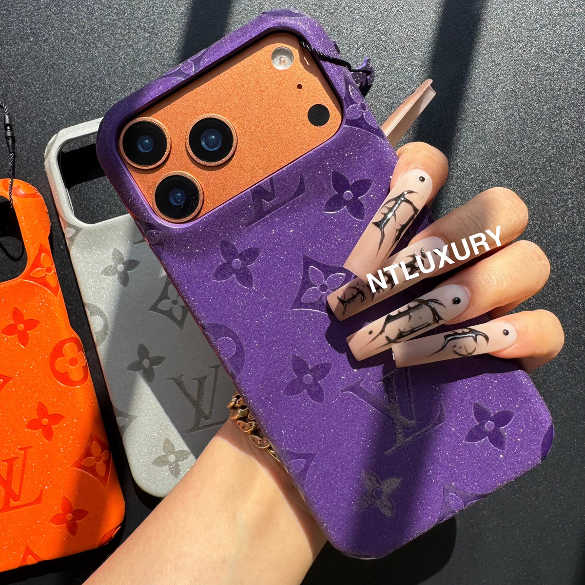 Coque de téléphone Fille Amour en Cuir Pailleté