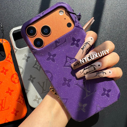 Coque de téléphone Fille Amour en Cuir Pailleté