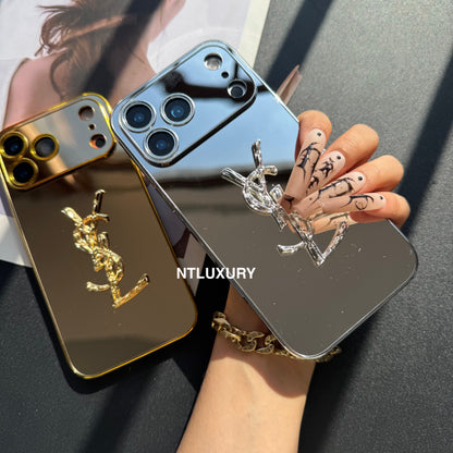 Coque de téléphone à paillettes "Yes Girl" avec miroir