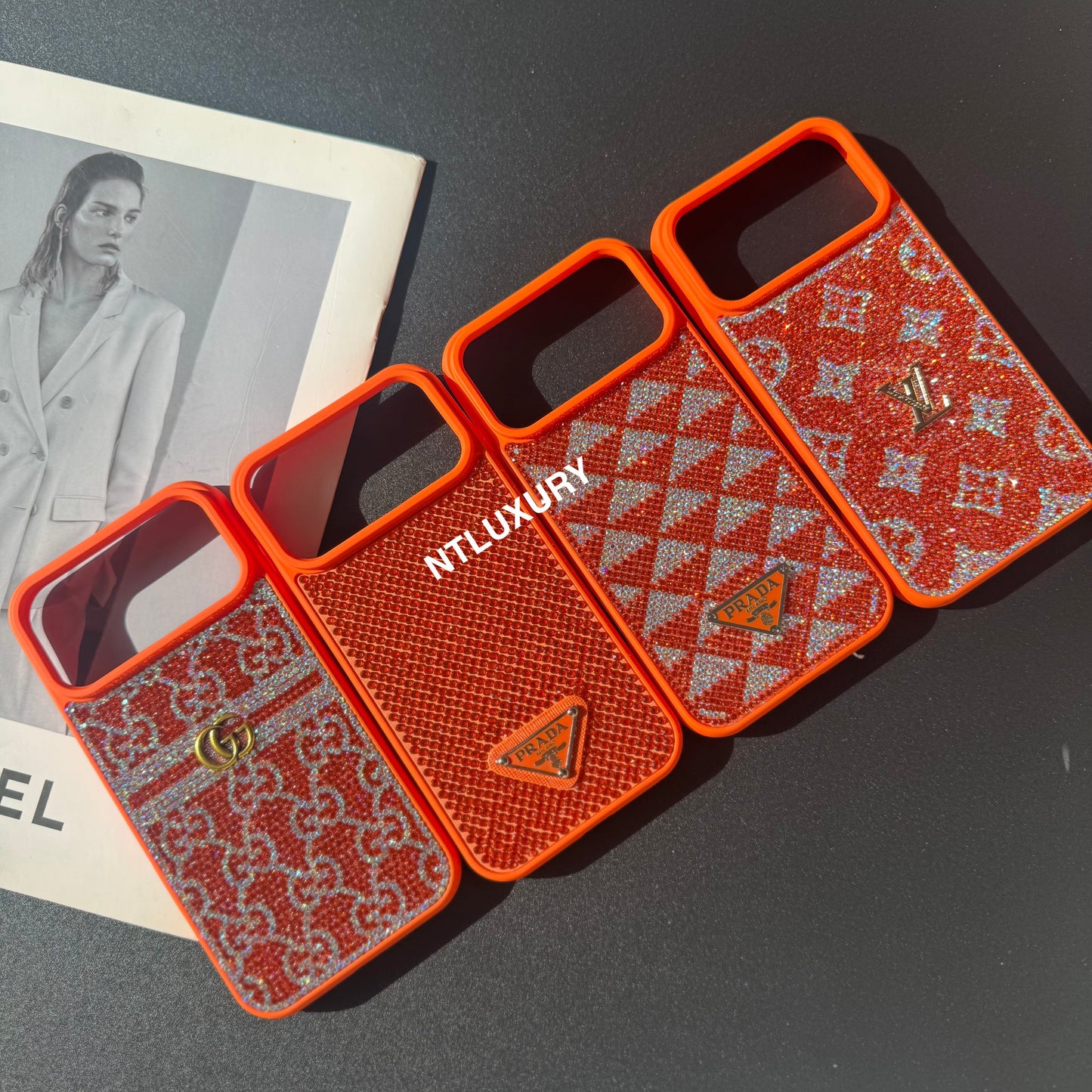Orange Glitter Fashion Girl Phone Case