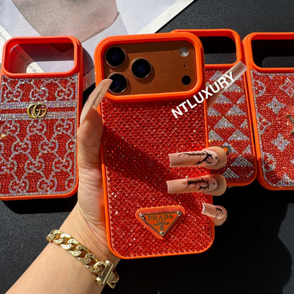 Orange Glitter Fashion Girl Phone Case