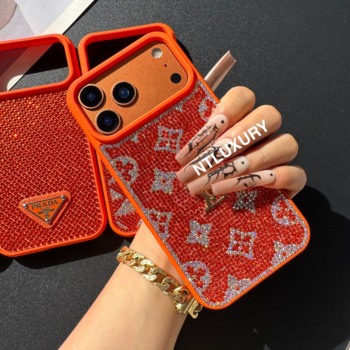 Orange Glitter Fashion Girl Phone Case