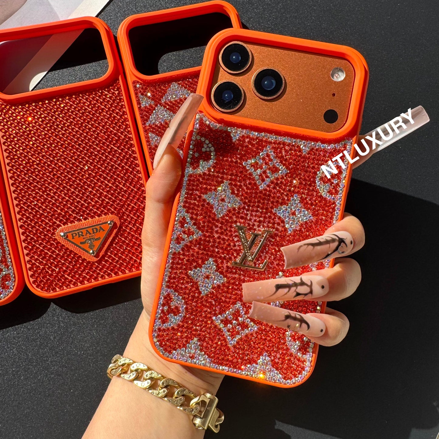 Orange Glitter Fashion Girl Phone Case